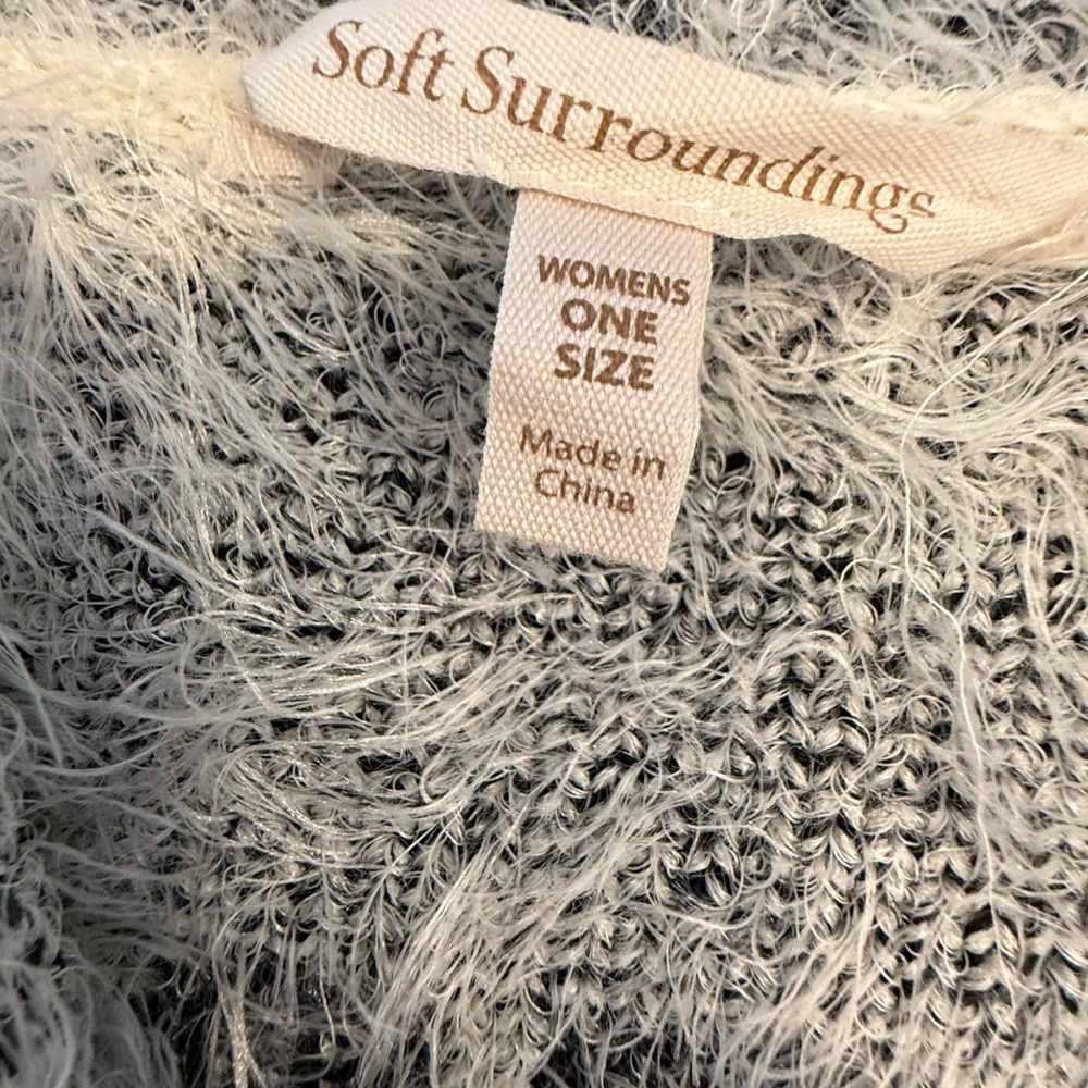 Soft Surroundings long line cardigan faux fur southwestern pattern OS - Picture 6 of 12